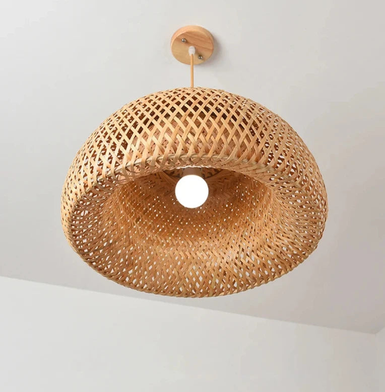 Bamboo Hanging Lamp Pendant Ceiling Light Rattan Wicker Lustre Hand Knit Braiding Suspended Home Dining люстра потолочная Paneshopping.com 