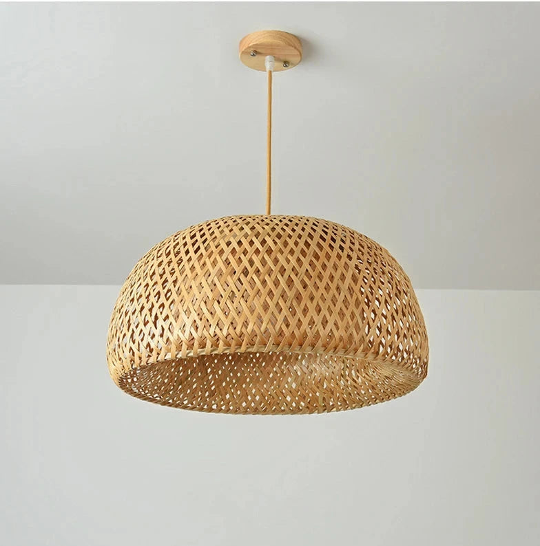 Bamboo Hanging Lamp Pendant Ceiling Light Rattan Wicker Lustre Hand Knit Braiding Suspended Home Dining люстра потолочная Paneshopping.com 