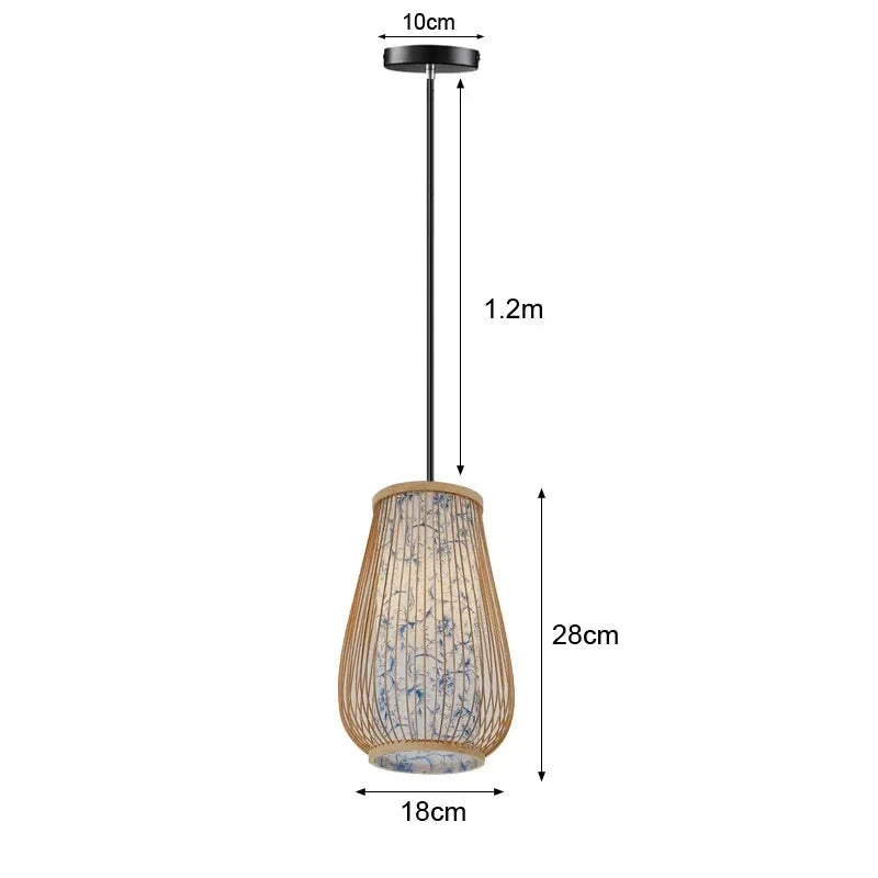 Bamboo Hanging Lamp Pendant Ceiling Light Rattan Wicker Lustre Hand Knit Braiding Suspended Home Dining люстра потолочная Paneshopping.com Dia 18x28cm Standard Set 