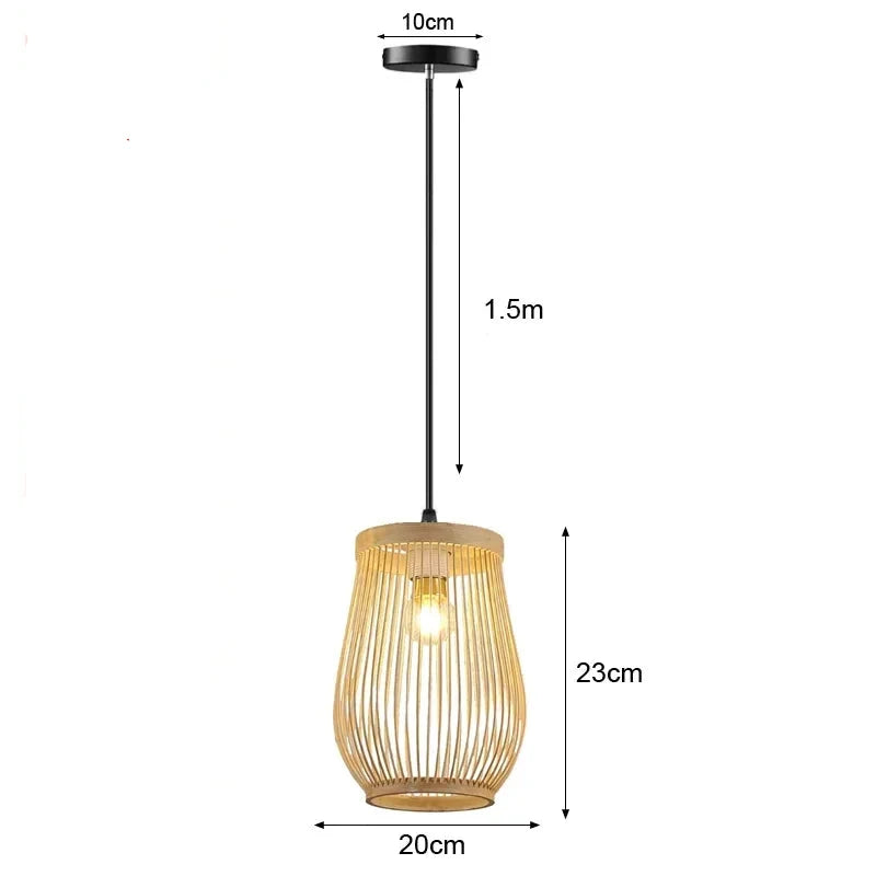 Bamboo Hanging Lamp Pendant Ceiling Light Rattan Wicker Lustre Hand Knit Braiding Suspended Home Dining люстра потолочная Paneshopping.com Recommend 20x23 Standard Set 