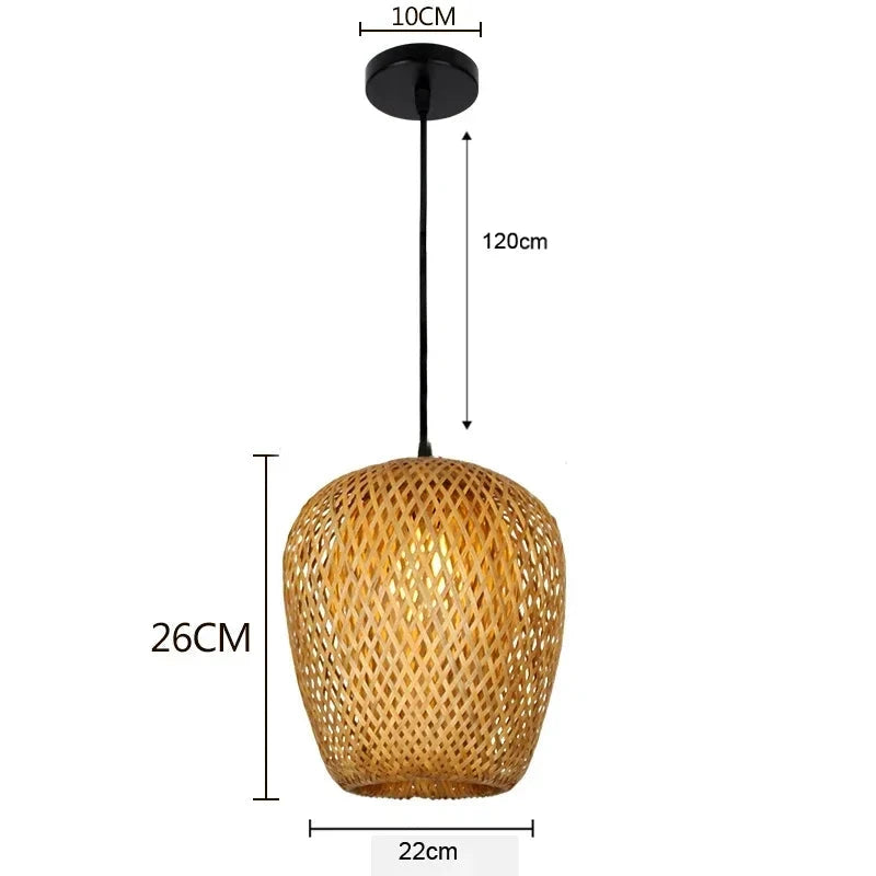 Bamboo Hanging Lamp Pendant Ceiling Light Rattan Wicker Lustre Hand Knit Braiding Suspended Home Dining люстра потолочная Paneshopping.com Style B Standard Set 