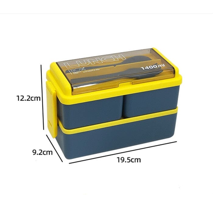 Caixa de almoço portátil de dupla camada. 0 casa,mesa e jardim 1400ml Amarelo 