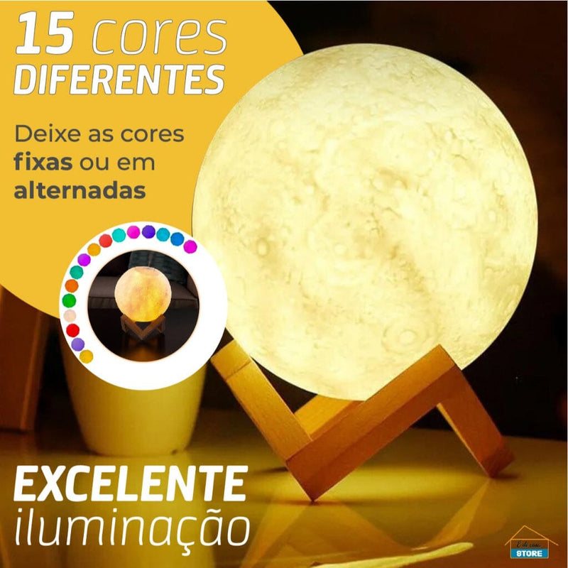 Luminaria 3D Touch Lua Cheia Abajur LED Decoração USB RGB Luminaria 3D Touch Lua Cheia Abajur LED Decoração USB RGB Paneshopping.com 