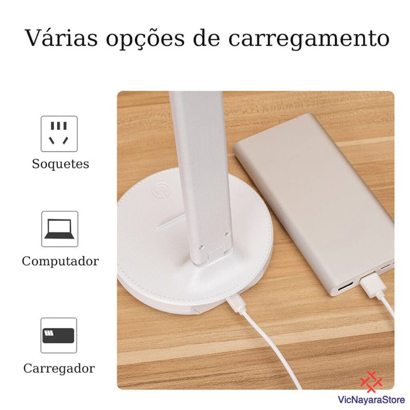 Luminária de Mesa para Estudo LED Recarregável Luminária de Mesa para Estudo LED Recarregável Paneshopping.com 