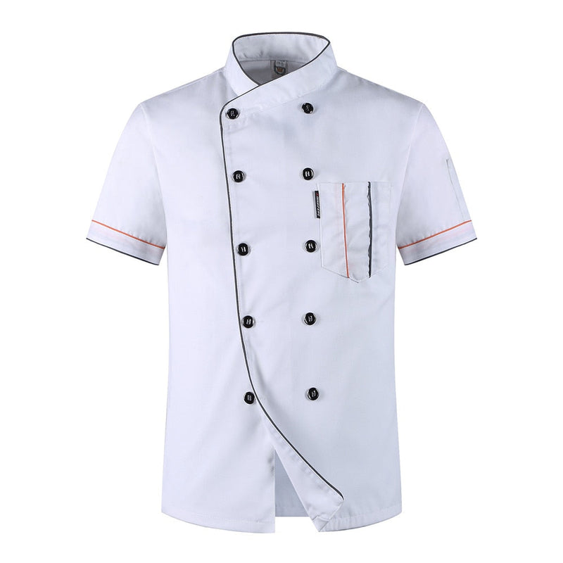2019 Chefs Short Sleeve Summer Set Restaurant Hotel Kitchen Workwear Men and Women Youth Breathable Thin Jacket + Hat + Apron 0 Paneshopping.com jacket 2 M 
