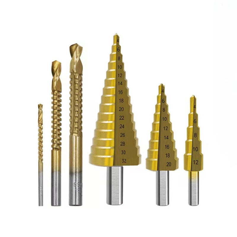 6Pcs Step Drill Bit Saw Drill Bit Set Titanium Milling Cutter 4-12 4-20 4-32mm 3 6 8mm For Woodworking Metal Core Hole Opener 0 Paneshopping.com Package 2 