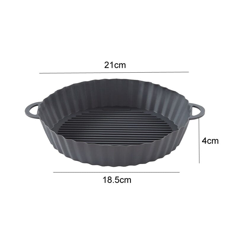 Bandeja De Silicone Para Air Fryer Fácil Limpeza E Ante Sujeira - SafeWay P7-03 Feminina Place 18.5cm Cinza Fino 