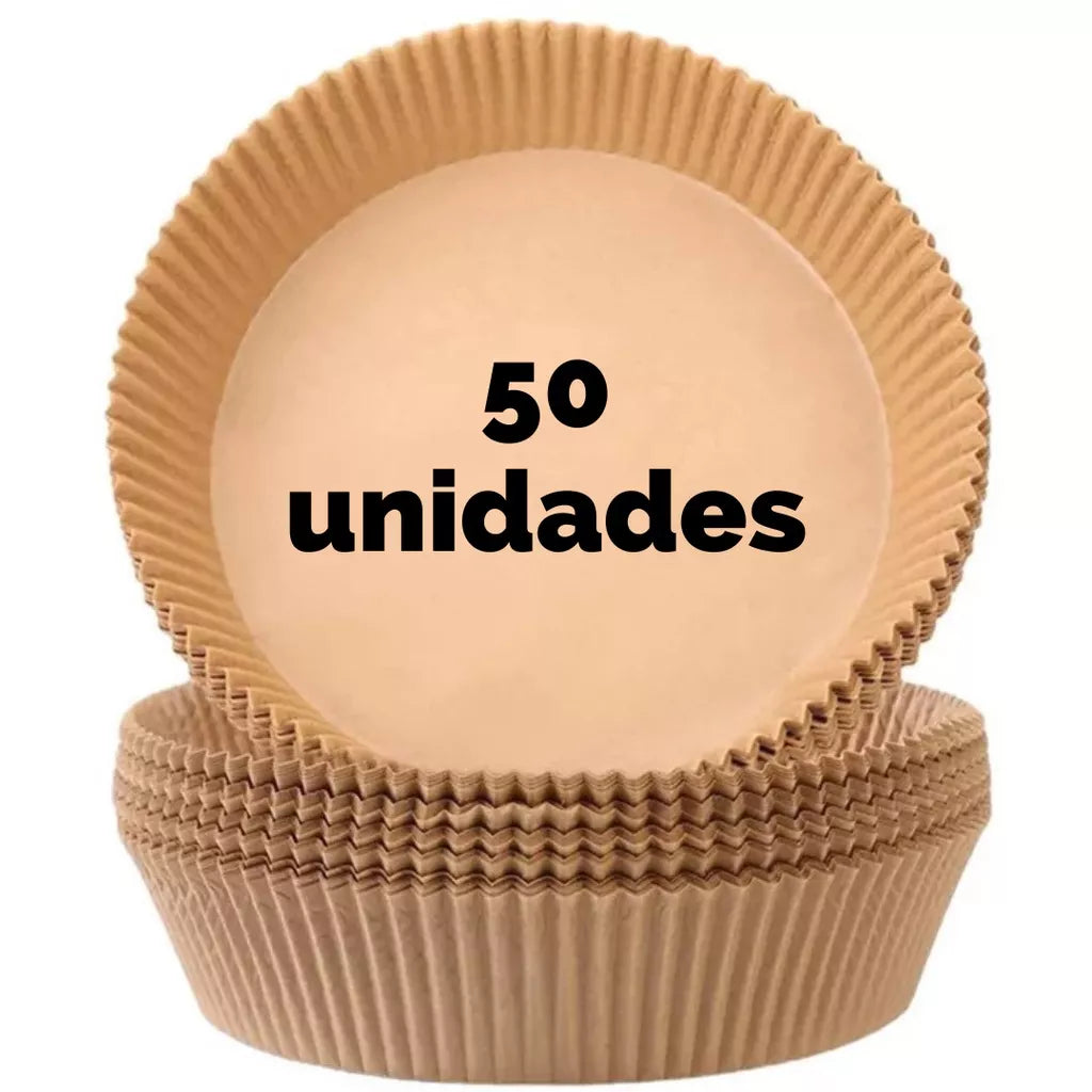 KIT 50 UNIDADES Forma Air Fryer Descartável Antiaderente Redonda Forro De Papel  Vegetal