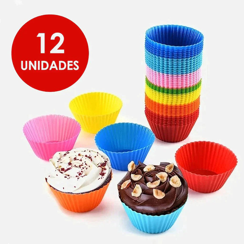Formas Silicone Mini Cupcake Bolo Muffin Assadeira Kit Com 12 Unidades Minha loja 