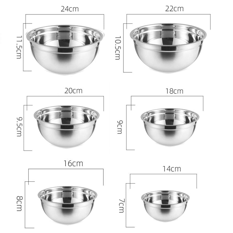 Multi-size Stainless Steel Salad Bowls Set Nesting Fruit Salad Bowl Kitchen Food Storage Bowl Cooking Mixing Bowls for Prepping 0 Paneshopping.com 14-24cm Bowls Set 