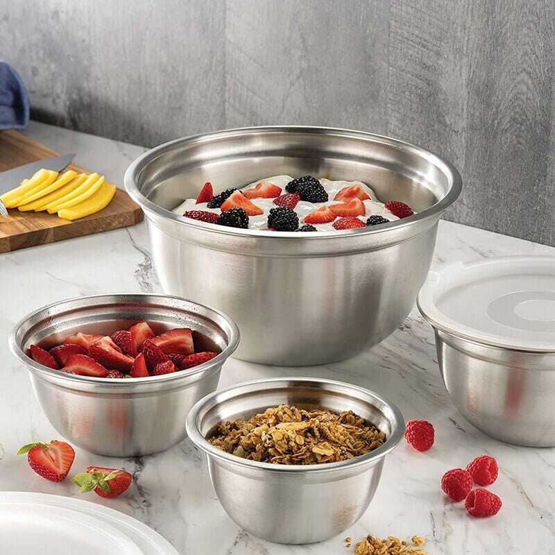 Multi-size Stainless Steel Salad Bowls Set Nesting Fruit Salad Bowl Kitchen Food Storage Bowl Cooking Mixing Bowls for Prepping 0 Paneshopping.com 