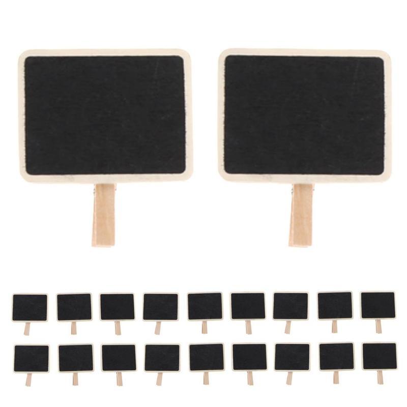 Placas de Preço Mini Lousa Quadro Negro de Madeira Pacote com 20 PÇS 6cmx4,8cm Prendedor 4,5cm 0 Paneshopping.com 